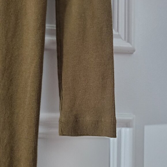 Olive Khaki Button-Up Dress Ribbed Cardigan - Picture 7 of 11